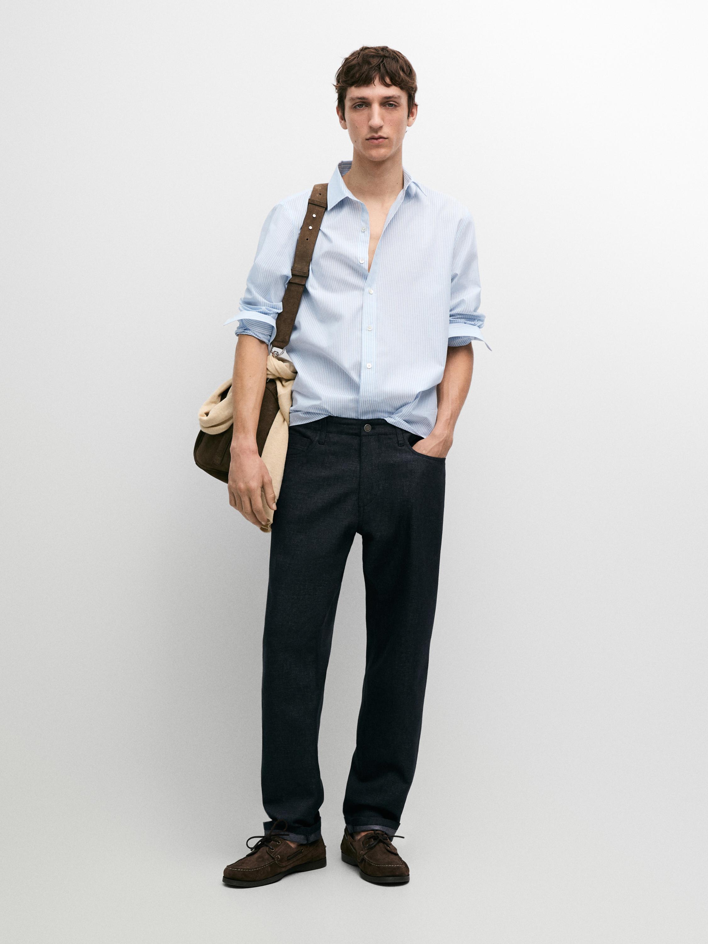 Chemise regular fit à rayures 100 % coton